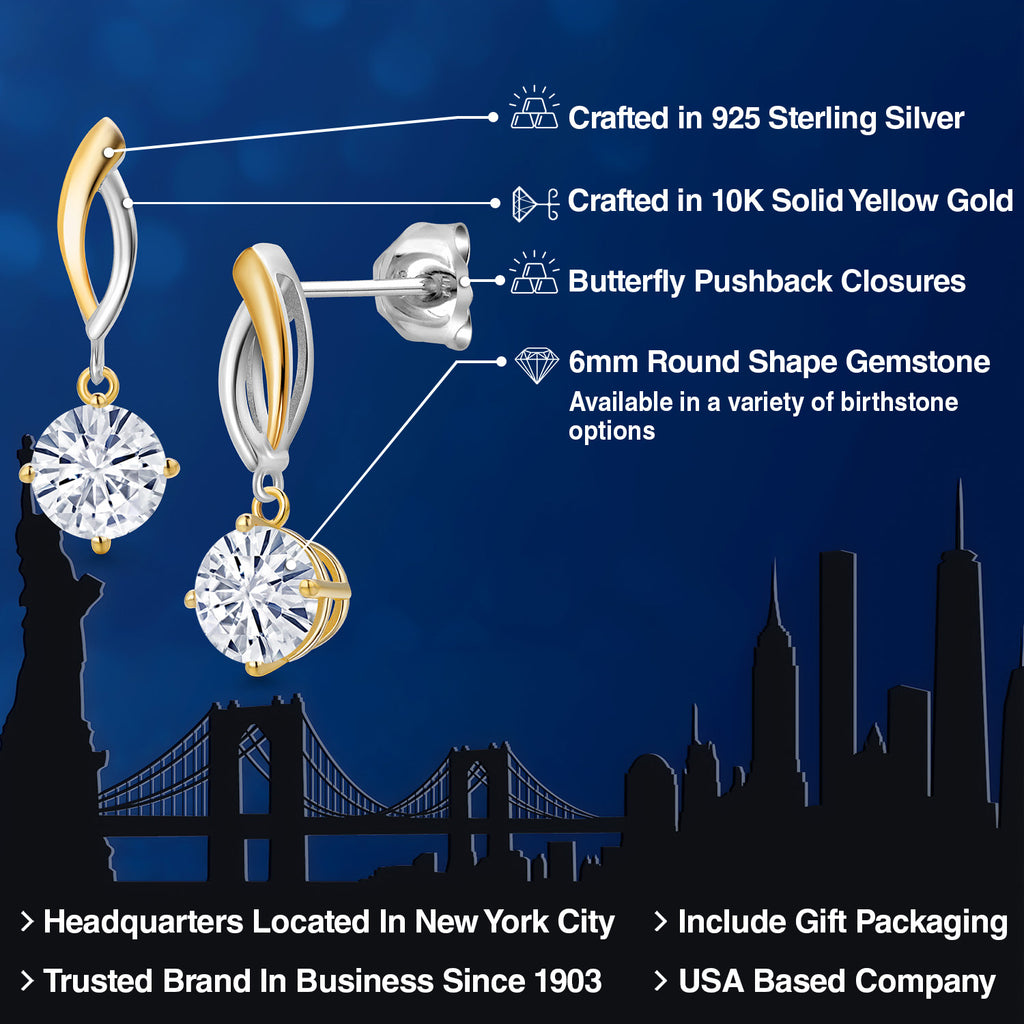 Earrings in 925 Sterling Silver and 10K Yellow Gold
