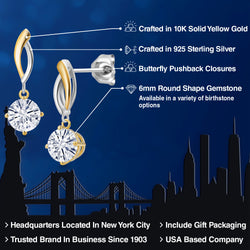 Earrings in 925 Sterling Silver and 10K Yellow Gold