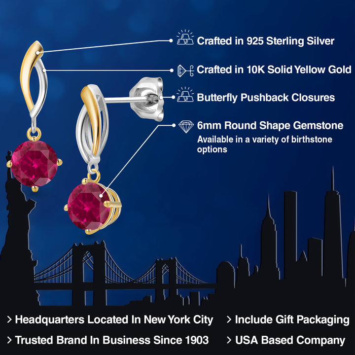 Earrings in 925 Sterling Silver and 10K Yellow Gold