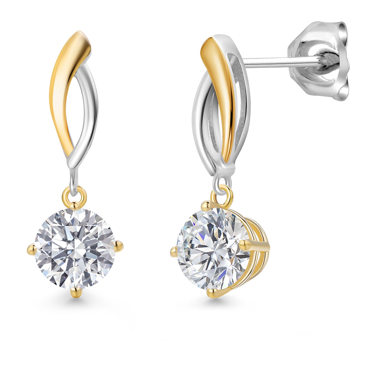 Earrings in 925 Sterling Silver and 10K Yellow Gold