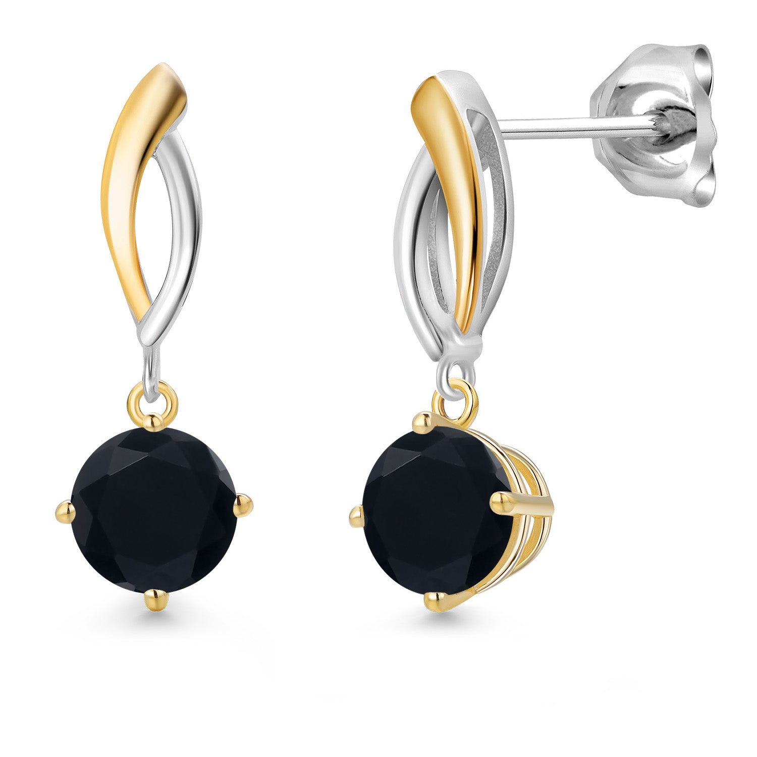 Earrings in 925 Sterling Silver and 10K Yellow Gold