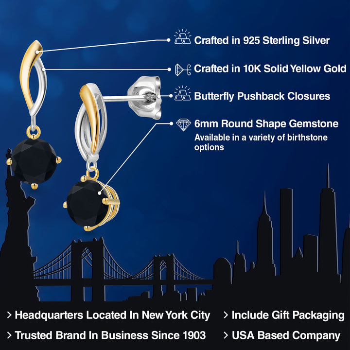 Earrings in 925 Sterling Silver and 10K Yellow Gold