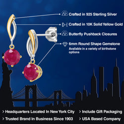 Earrings in 925 Sterling Silver and 10K Yellow Gold