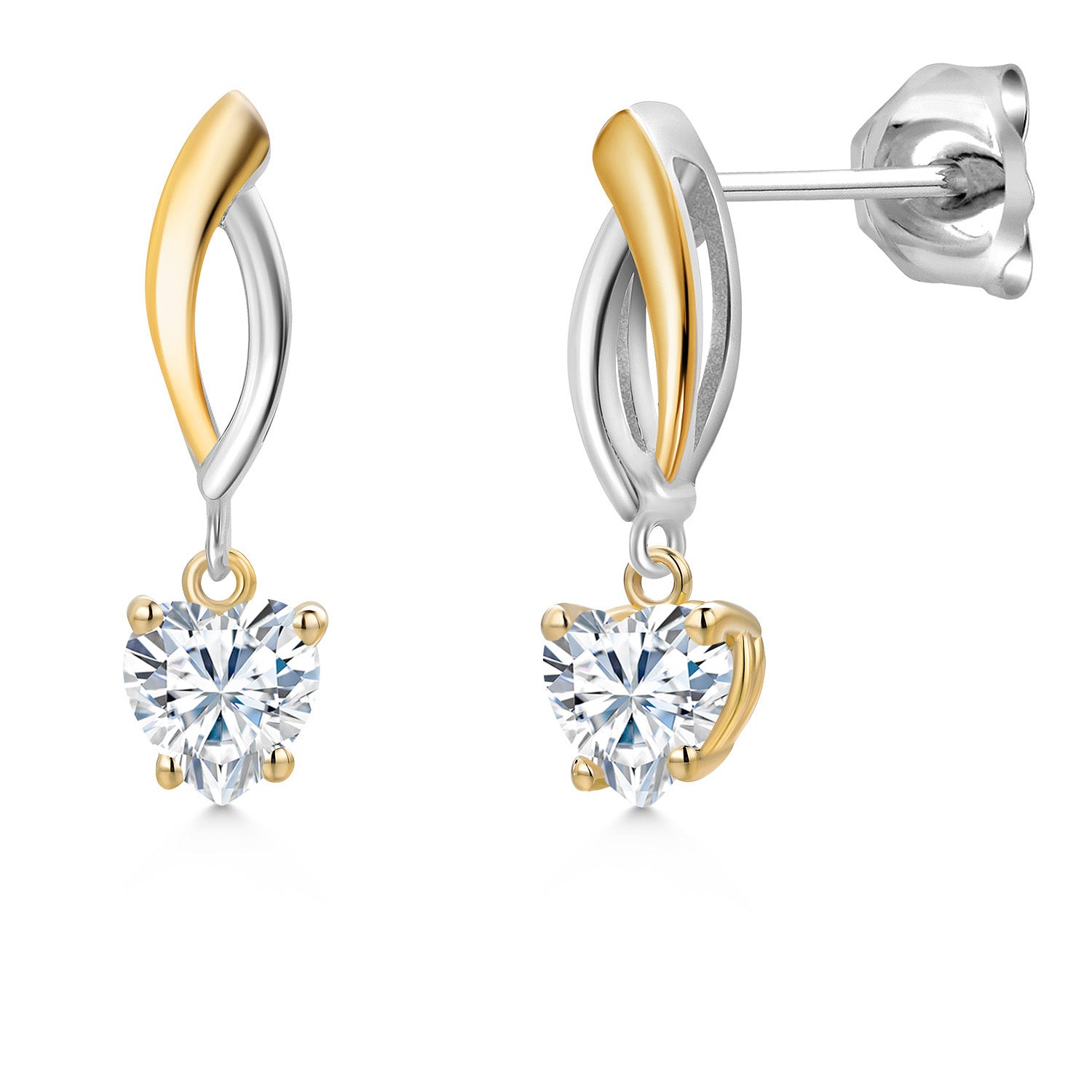 Earrings in 925 Sterling Silver and 10K Yellow Gold