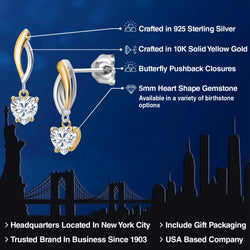 Earrings in 925 Sterling Silver and 10K Yellow Gold