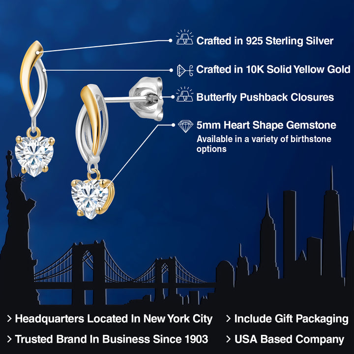 Earrings in 925 Sterling Silver and 10K Yellow Gold