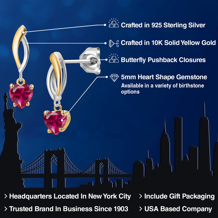 Earrings in 925 Sterling Silver and 10K Yellow Gold