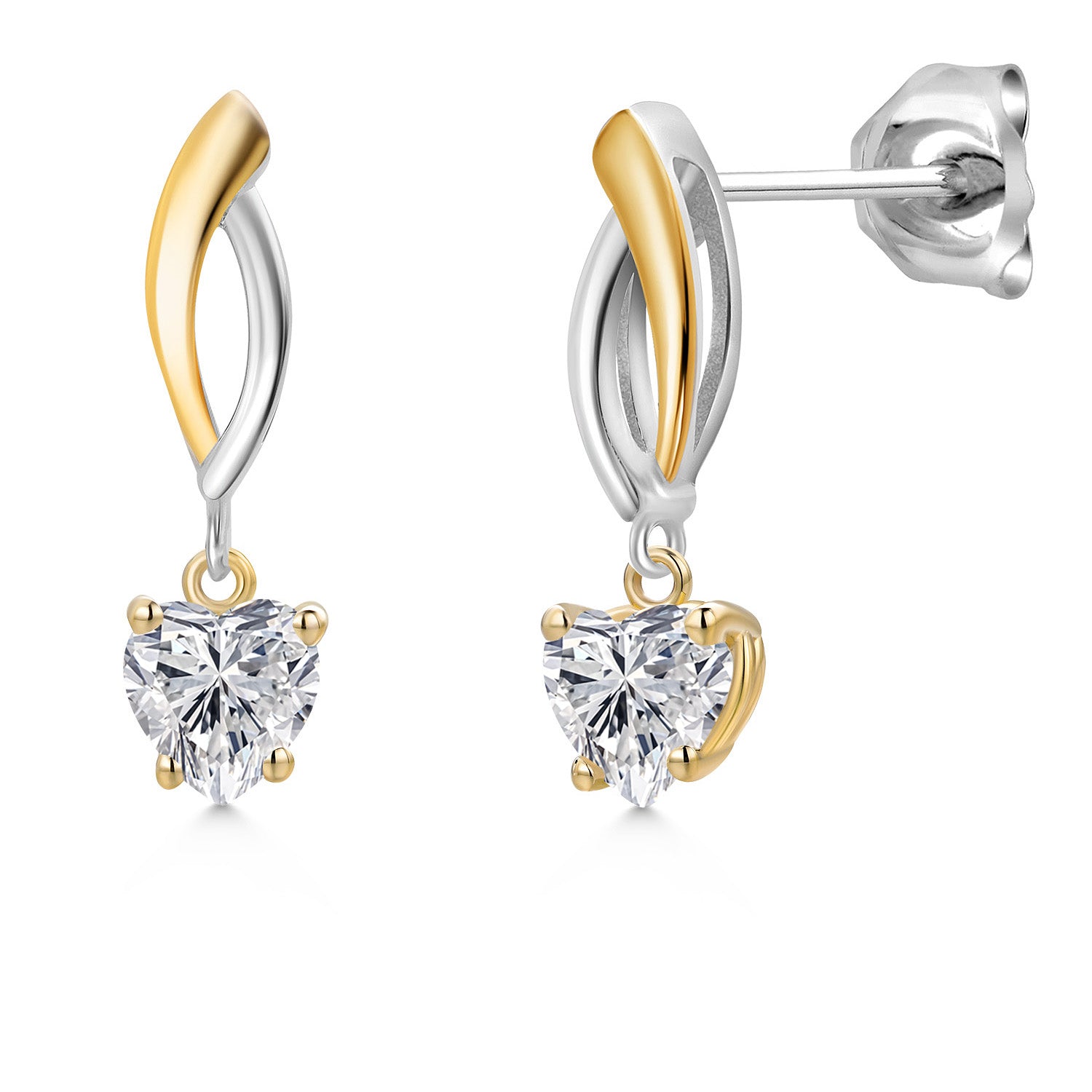 Earrings in 925 Sterling Silver and 10K Yellow Gold