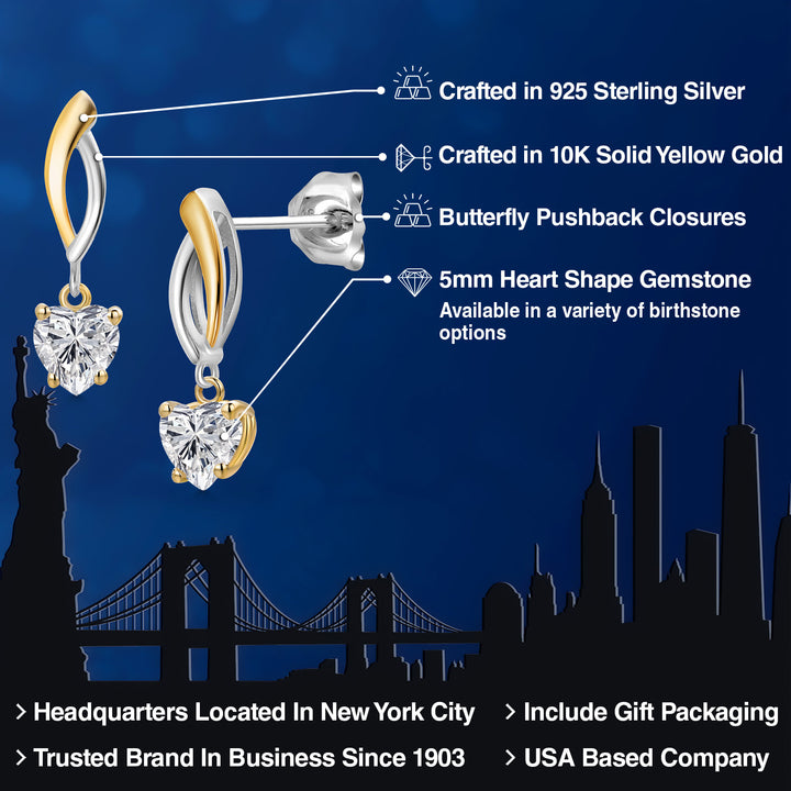 Earrings in 925 Sterling Silver and 10K Yellow Gold