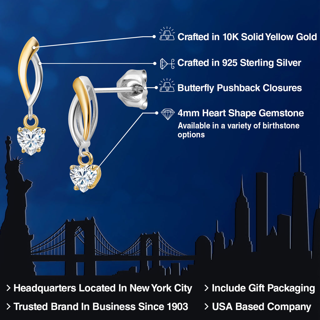 Earrings in 925 Sterling Silver and 10K Yellow Gold