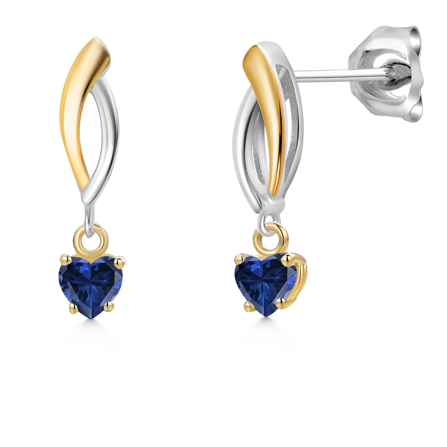 Earrings in 925 Sterling Silver and 10K Yellow Gold