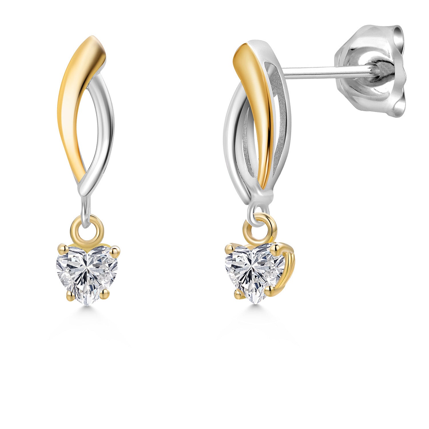Earrings in 925 Sterling Silver and 10K Yellow Gold