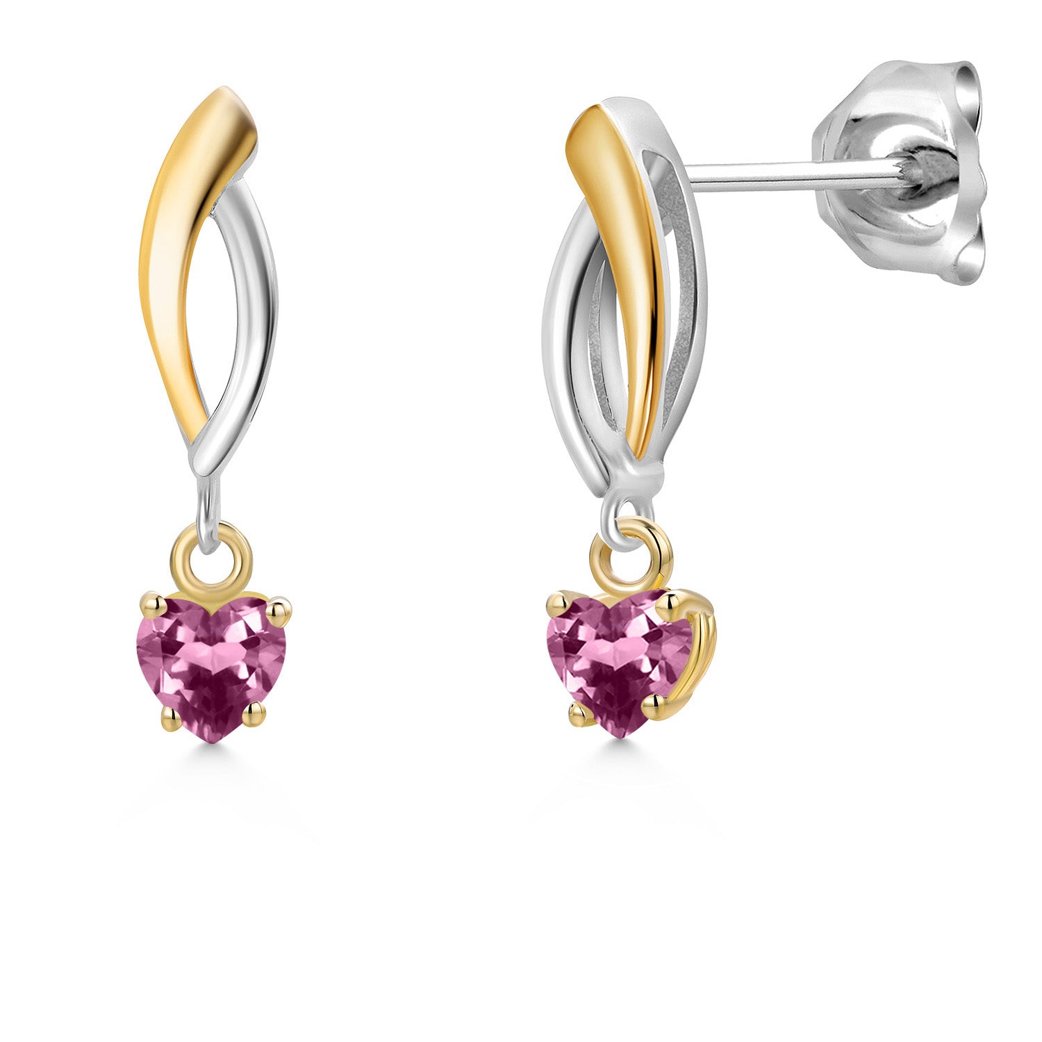 Earrings in 925 Sterling Silver and 10K Yellow Gold