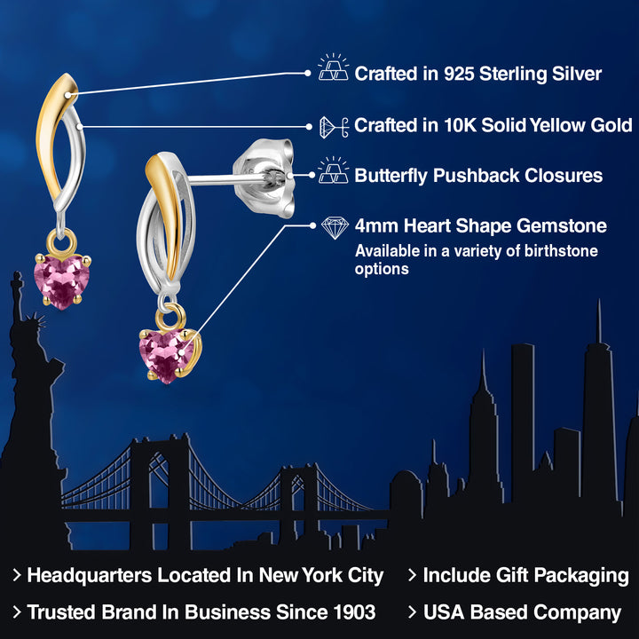 Earrings in 925 Sterling Silver and 10K Yellow Gold