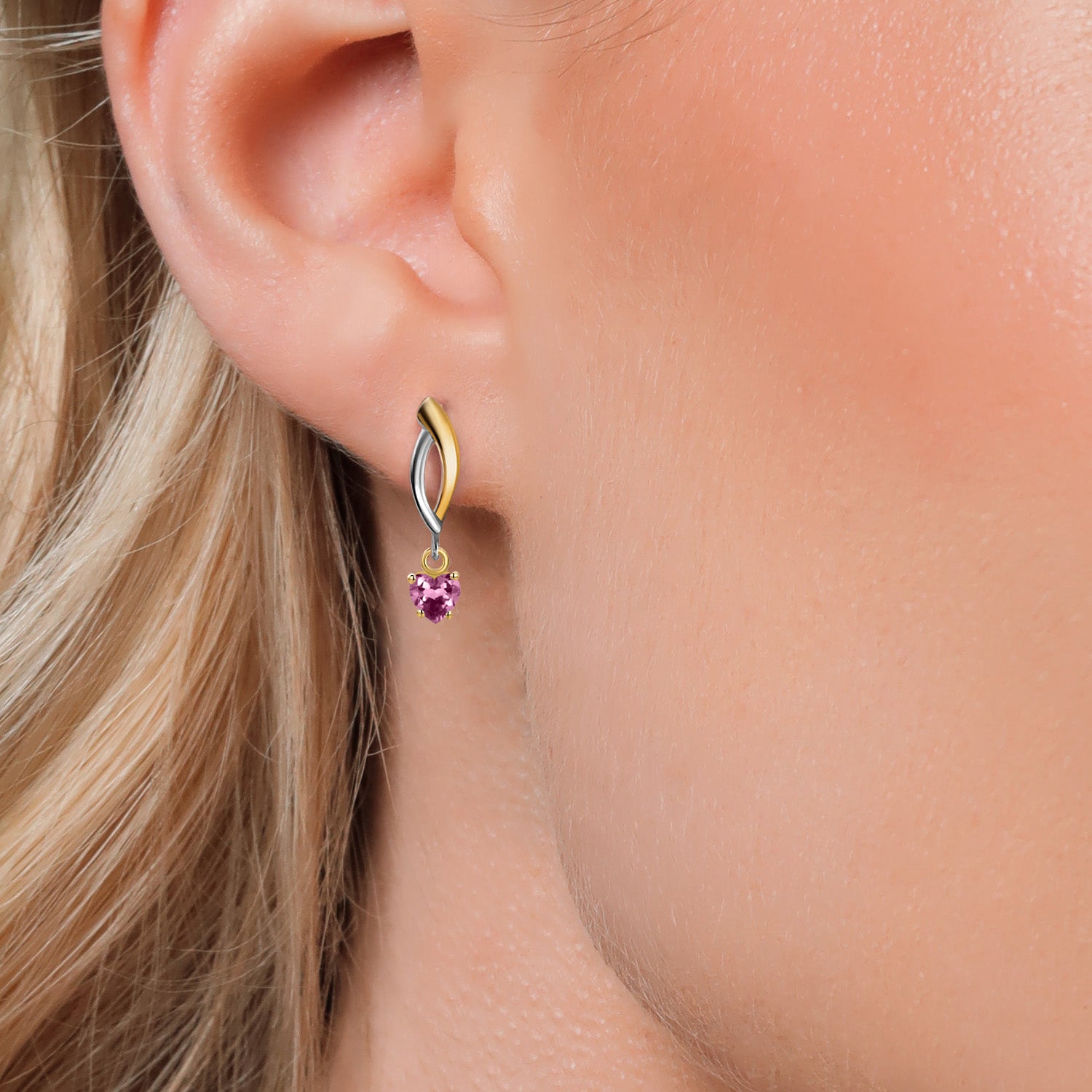 Earrings in 925 Sterling Silver and 10K Yellow Gold