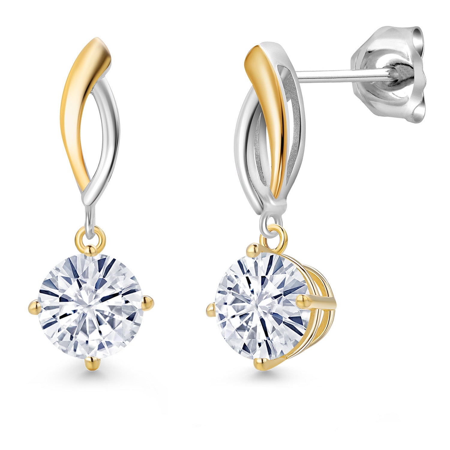 Earrings in 925 Sterling Silver and 10K Yellow Gold