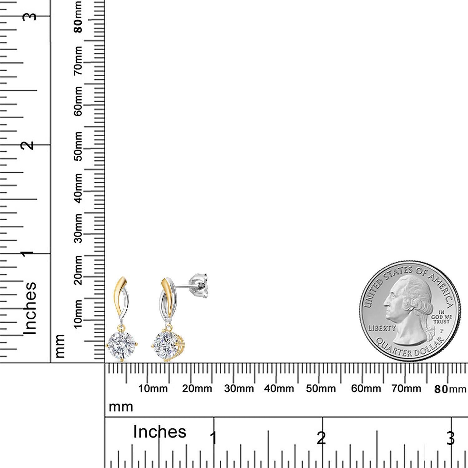 Earrings in 925 Sterling Silver and 10K Yellow Gold