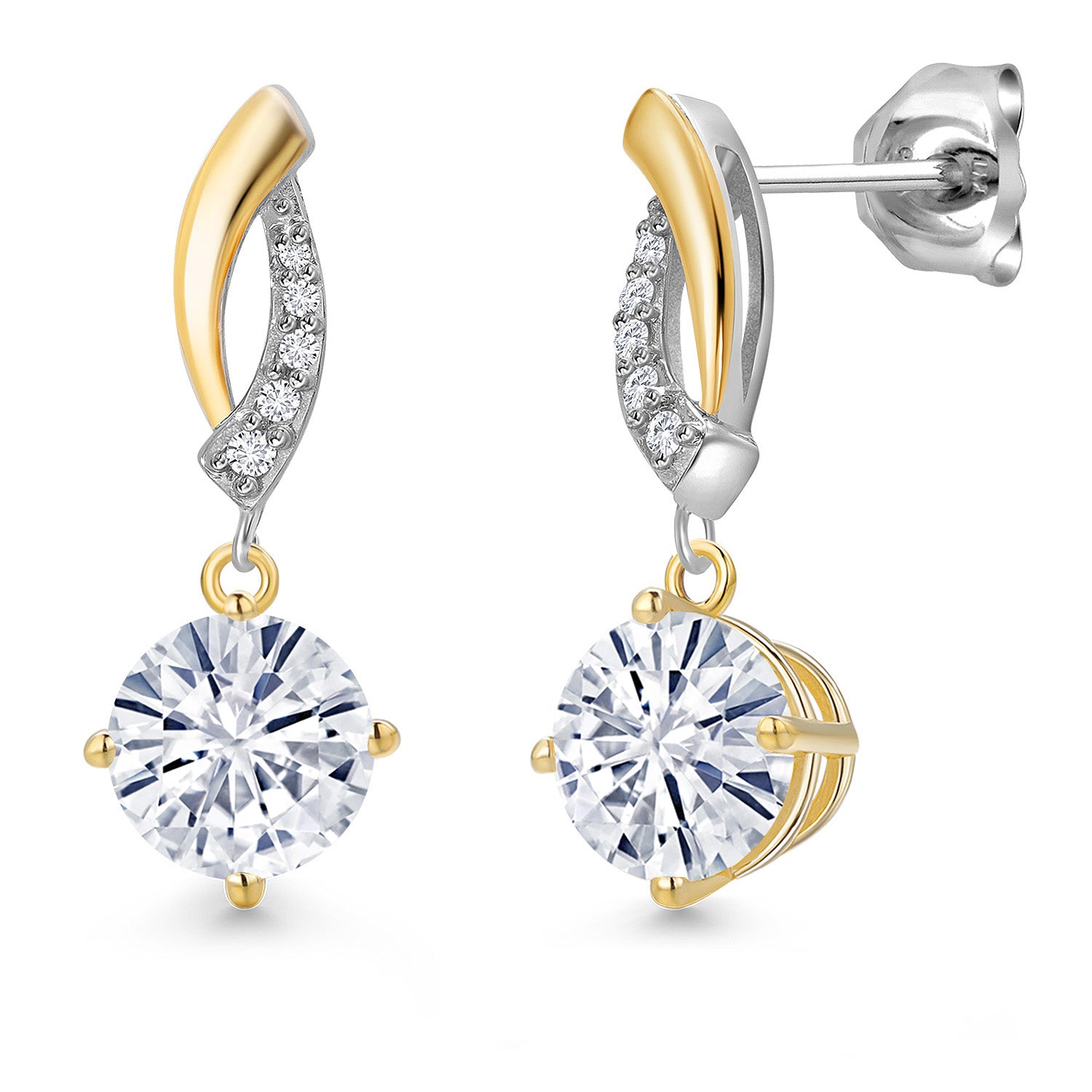 Earrings in 925 Sterling Silver and 10K Yellow Gold