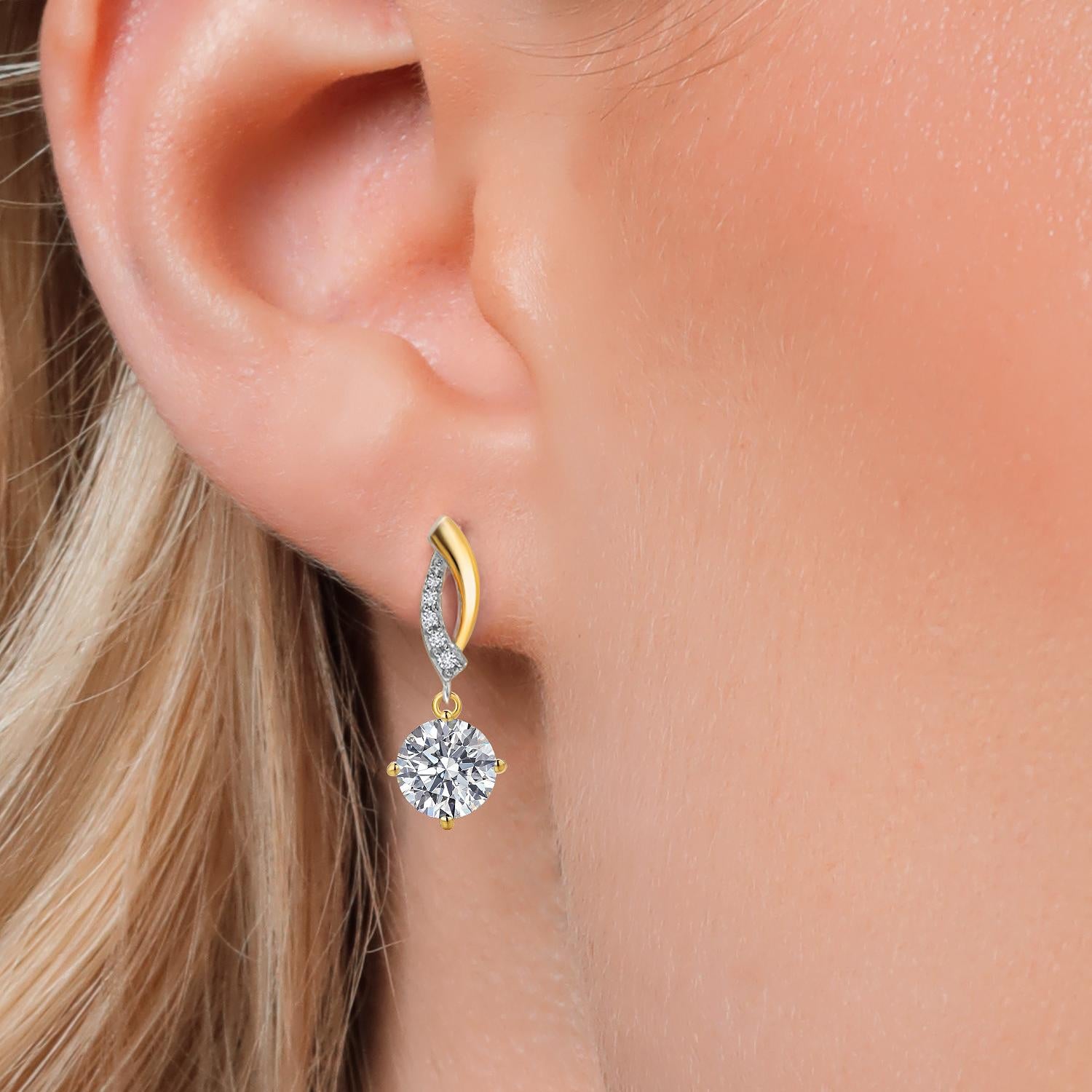 Earrings in 925 Sterling Silver and 10K Yellow Gold