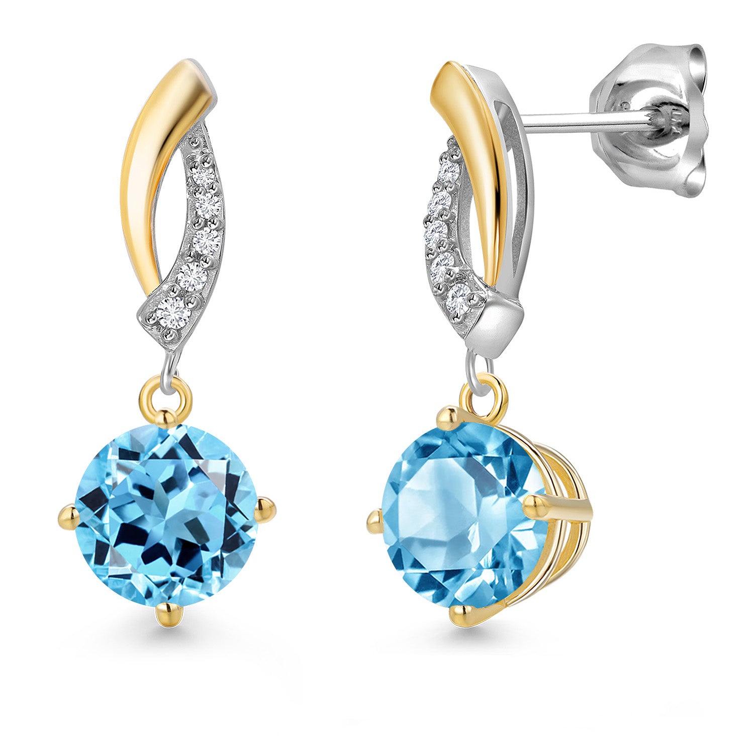 Earrings in 925 Sterling Silver and 10K Yellow Gold