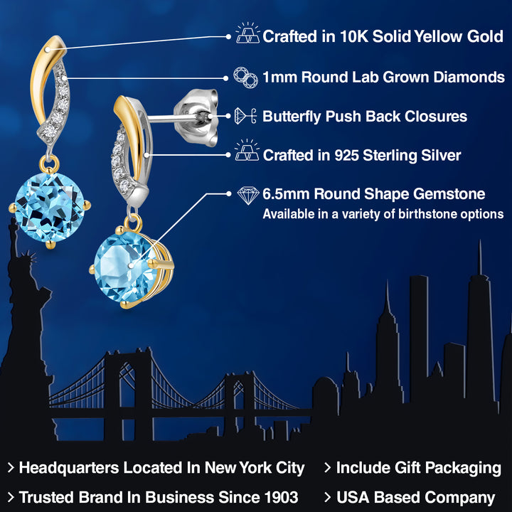 Earrings in 925 Sterling Silver and 10K Yellow Gold