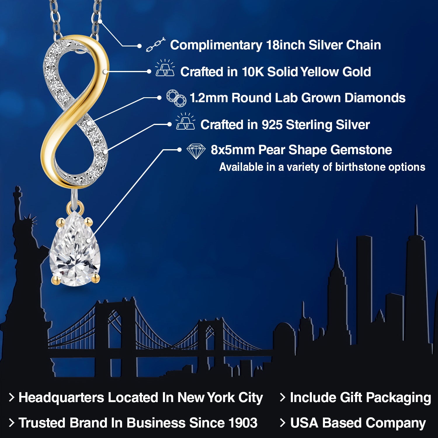 Pendant in 925 Sterling Silver and 10K Yellow Gold