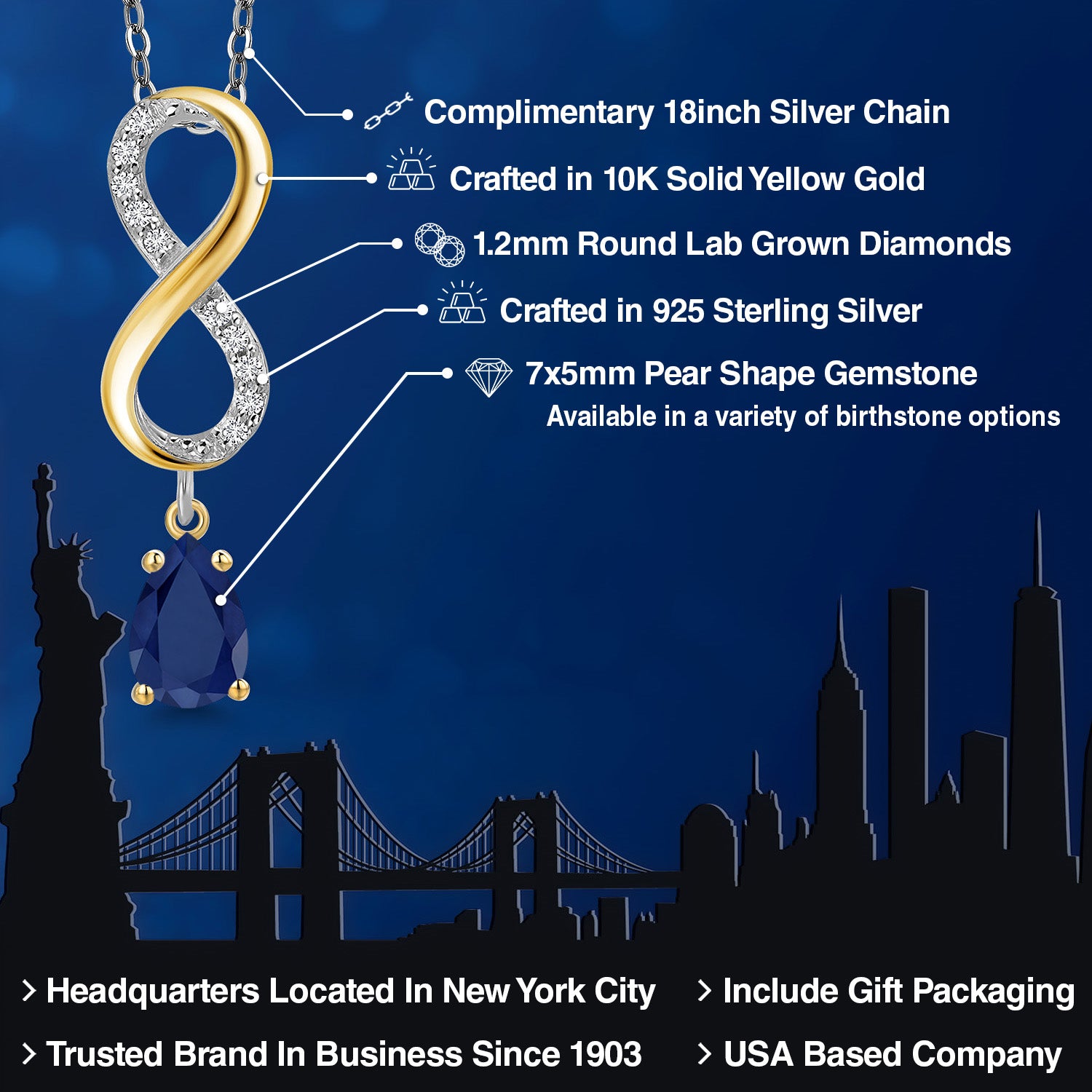 Pendant in 925 Sterling Silver and 10K Yellow Gold