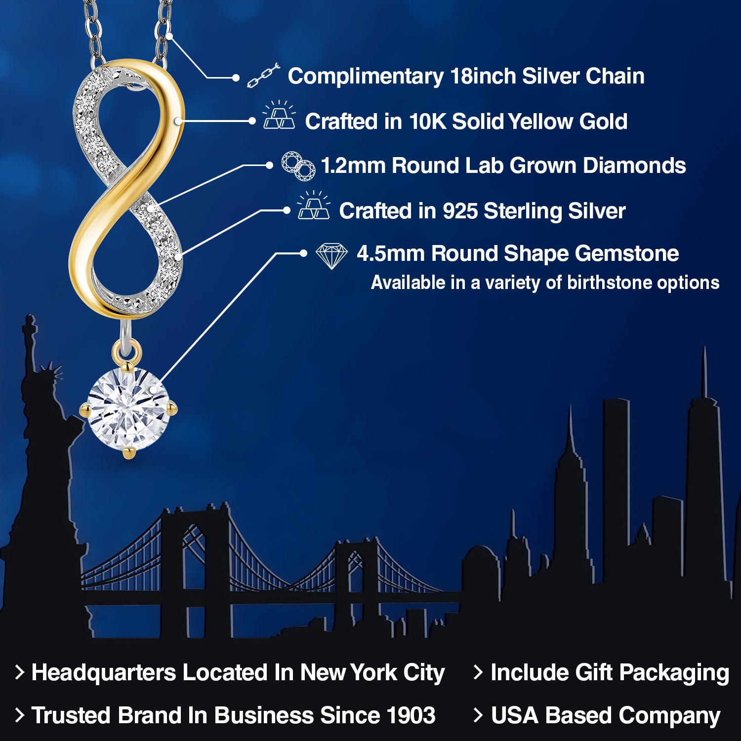 Pendant in 925 Sterling Silver and 10K Yellow Gold