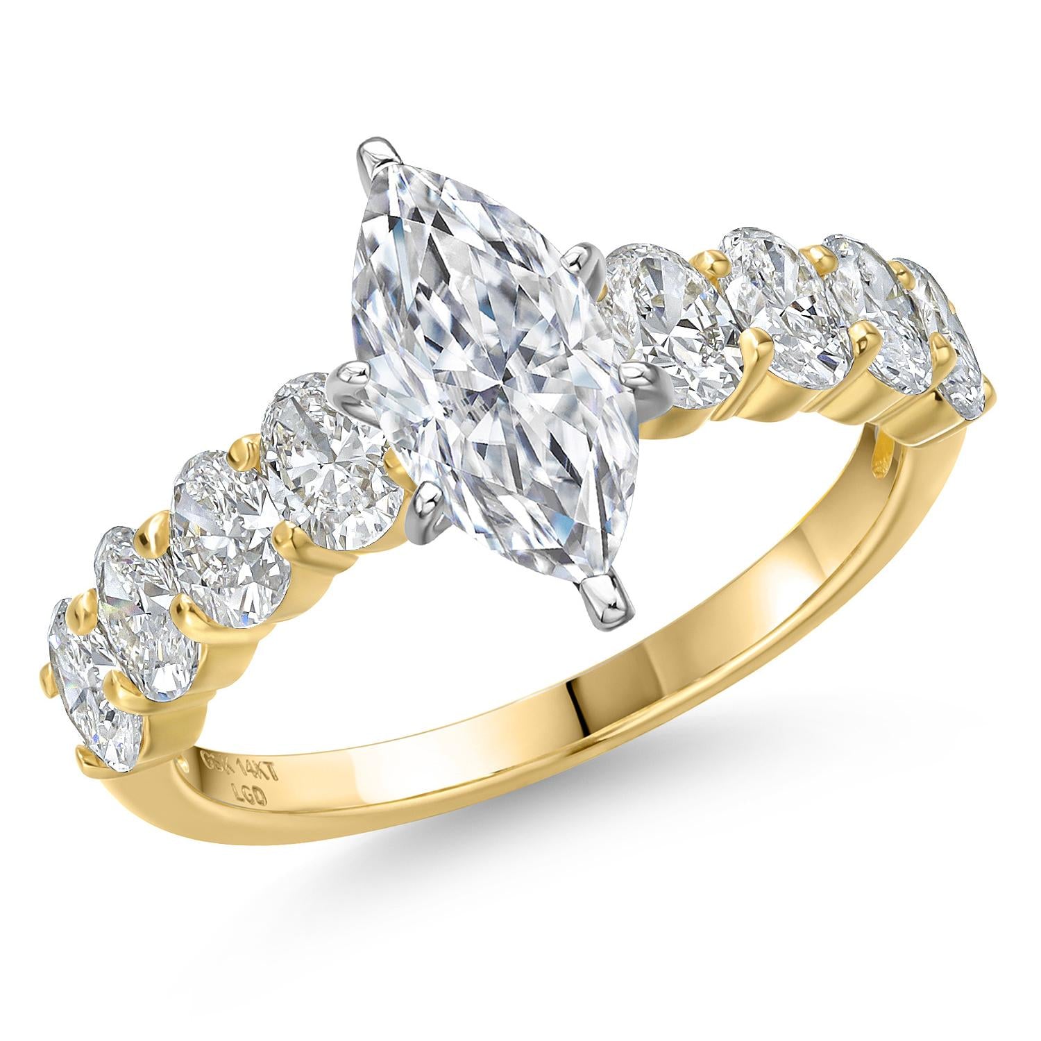 Marquise Cut_Center 1.00ct_7_Ring in 14K Two Tone Gold