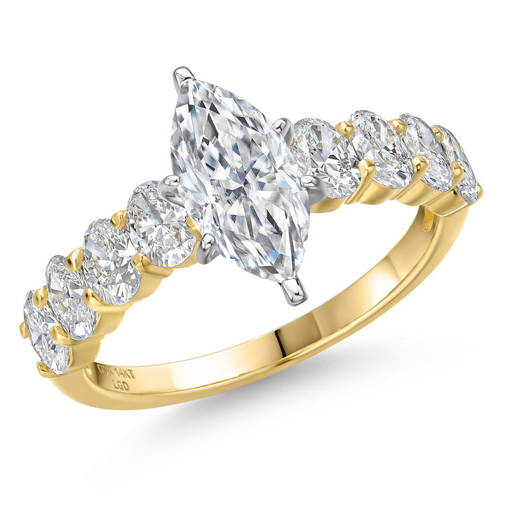 Marquise Cut_Center 1.00ct_5_Ring in 14K Two Tone Gold
