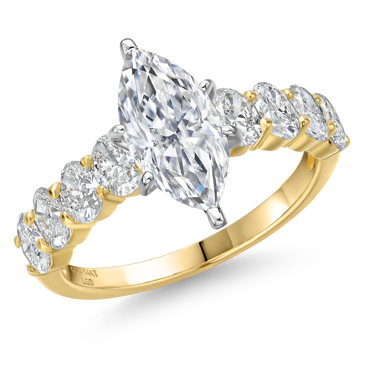 Marquise Cut_Center 1.50ct_7_Ring in 14K Two Tone Gold