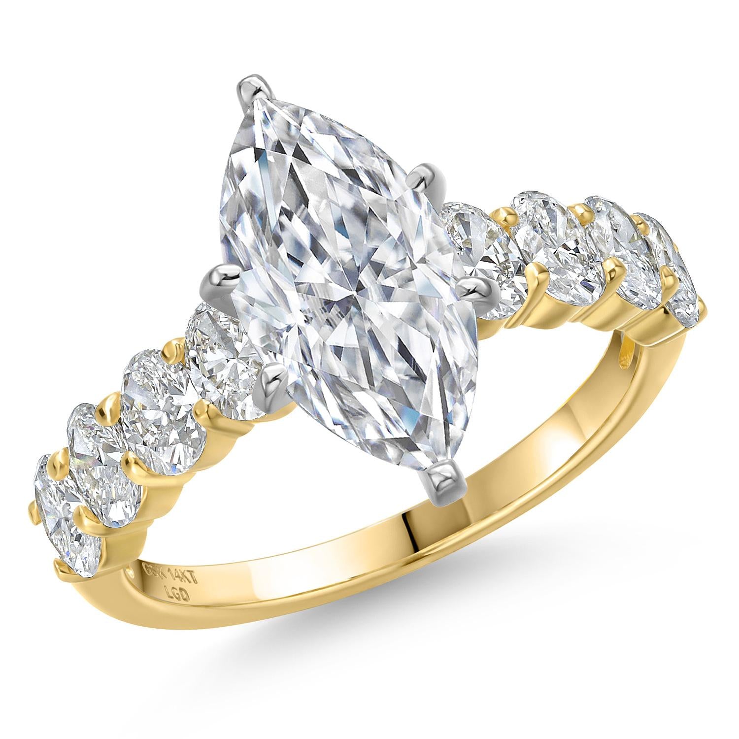Marquise Cut_Center 2.00ct_7_Ring in 14K Two Tone Gold