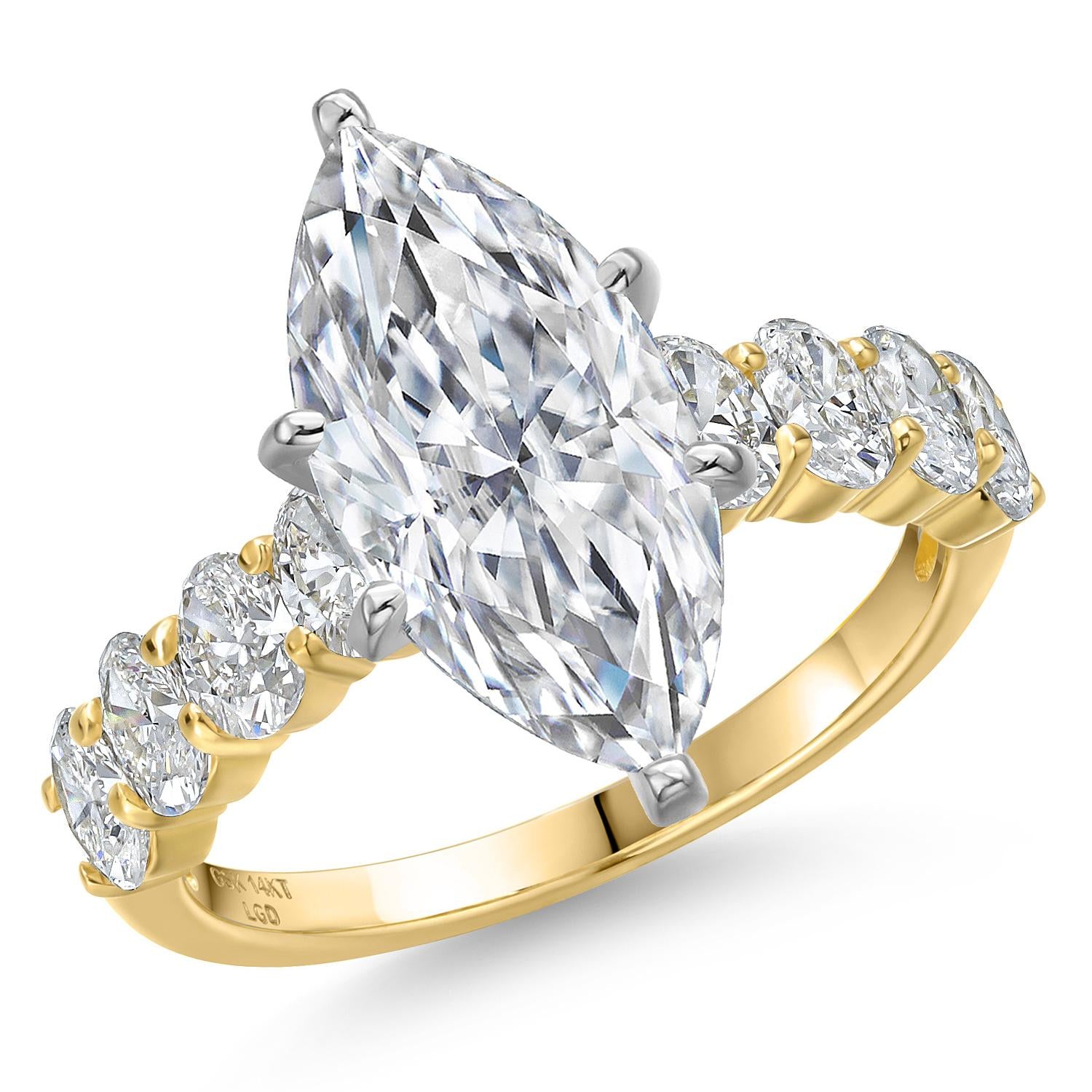 Marquise Cut_Center 3.00ct_6_Ring in 14K Two Tone Gold