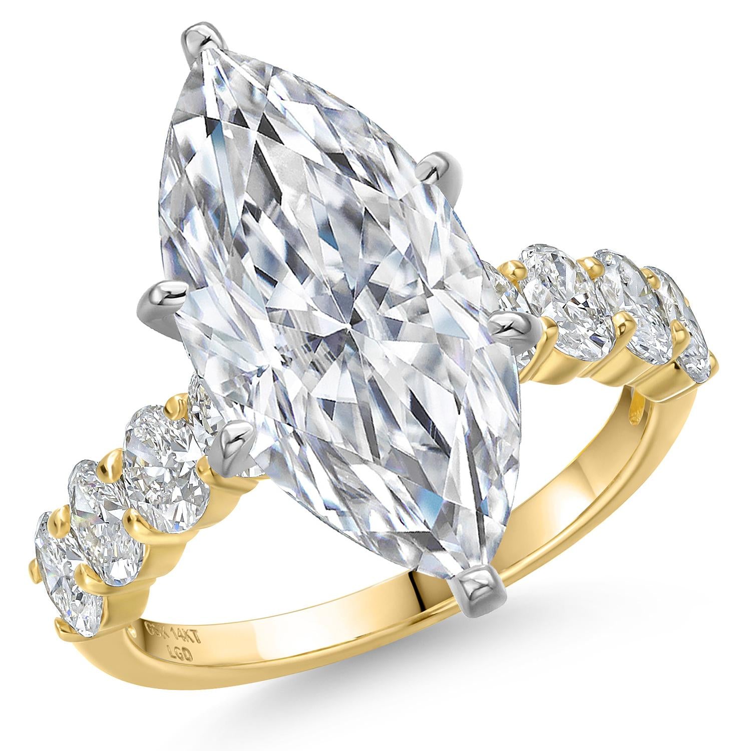 Marquise Cut_Center 5.00ct_5_Ring in 14K Two Tone Gold