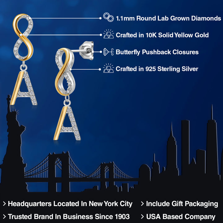 Earrings in 925 Sterling Silver and 10K Yellow Gold