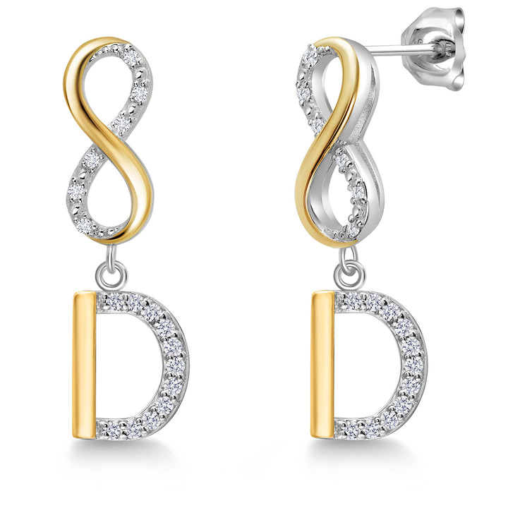 Initial D_Earrings in 925 Sterling Silver and 10K Yellow Gold