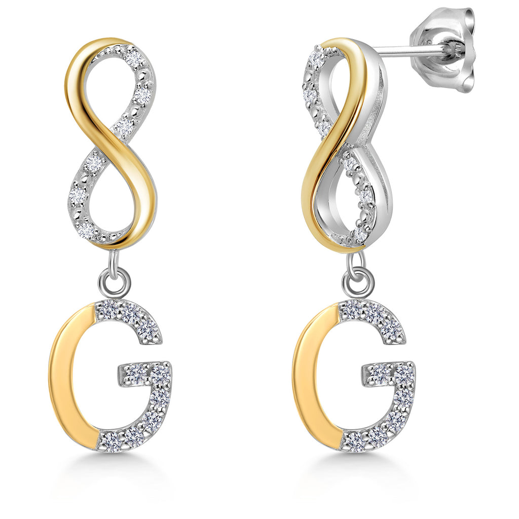 Initial G_Earrings in 925 Sterling Silver and 10K Yellow Gold