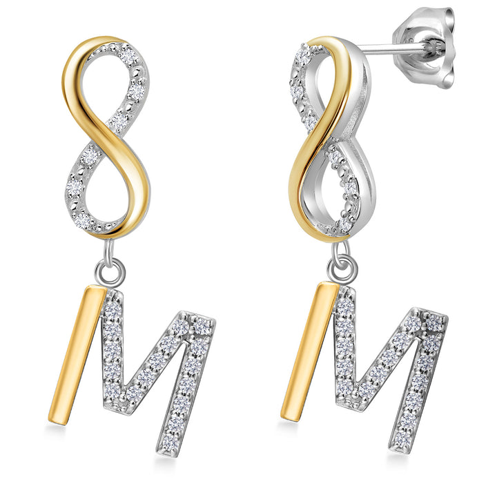 Initial M_Earrings in 925 Sterling Silver and 10K Yellow Gold