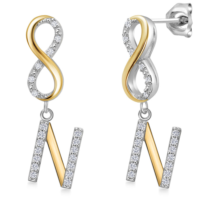 Initial N_Earrings in 925 Sterling Silver and 10K Yellow Gold