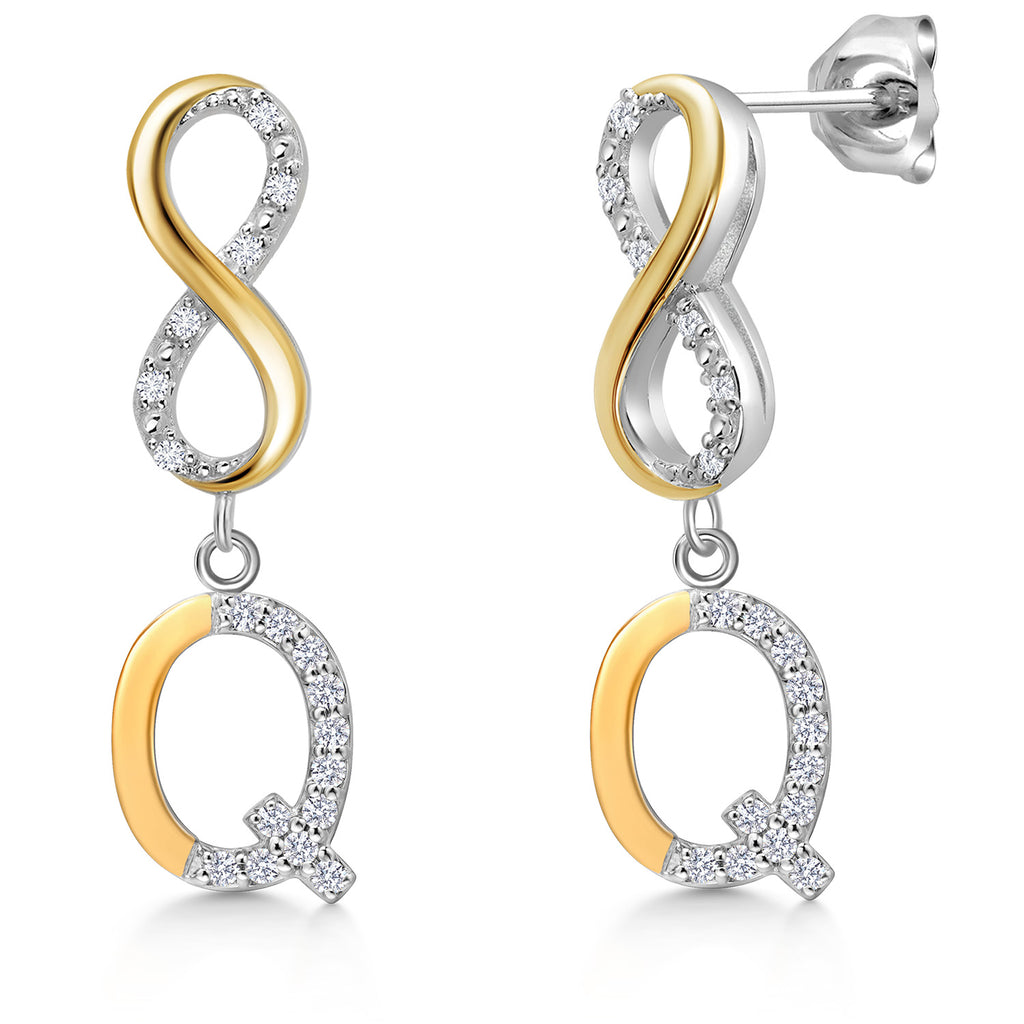 Initial Q_Earrings in 925 Sterling Silver and 10K Yellow Gold