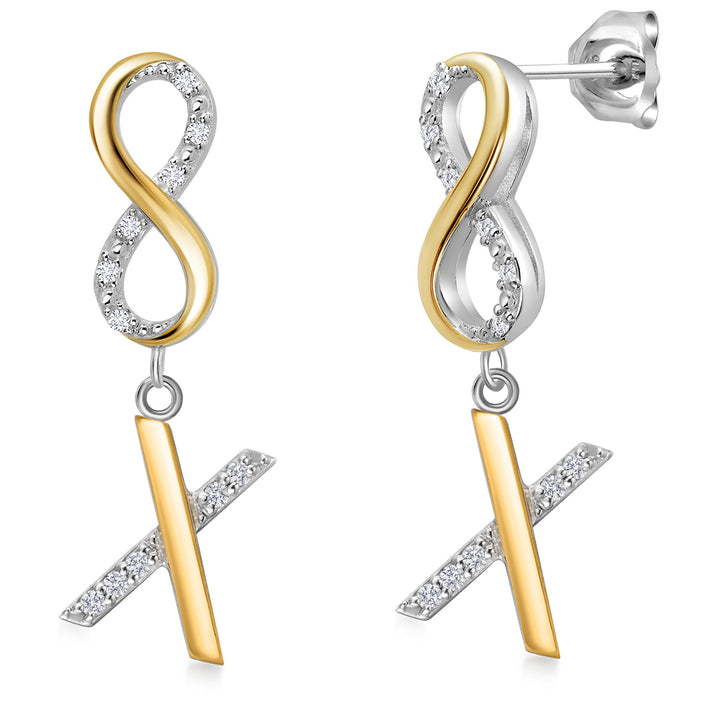 Initial X_Earrings in 925 Sterling Silver and 10K Yellow Gold