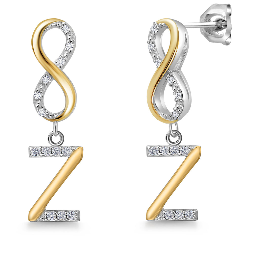 Initial Z_Earrings in 925 Sterling Silver and 10K Yellow Gold
