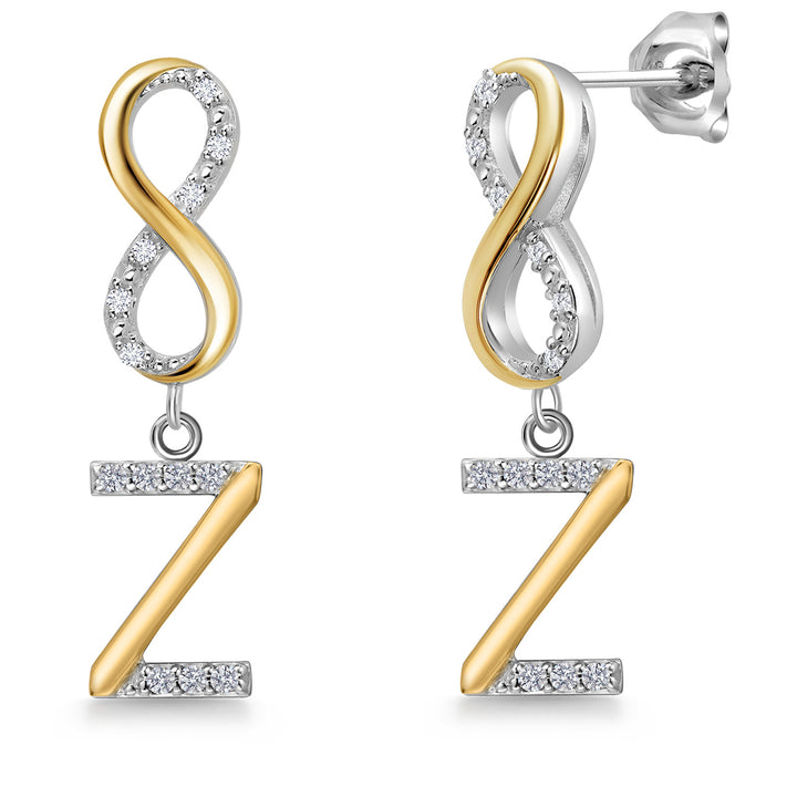 Initial Z_Earrings in 925 Sterling Silver and 10K Yellow Gold