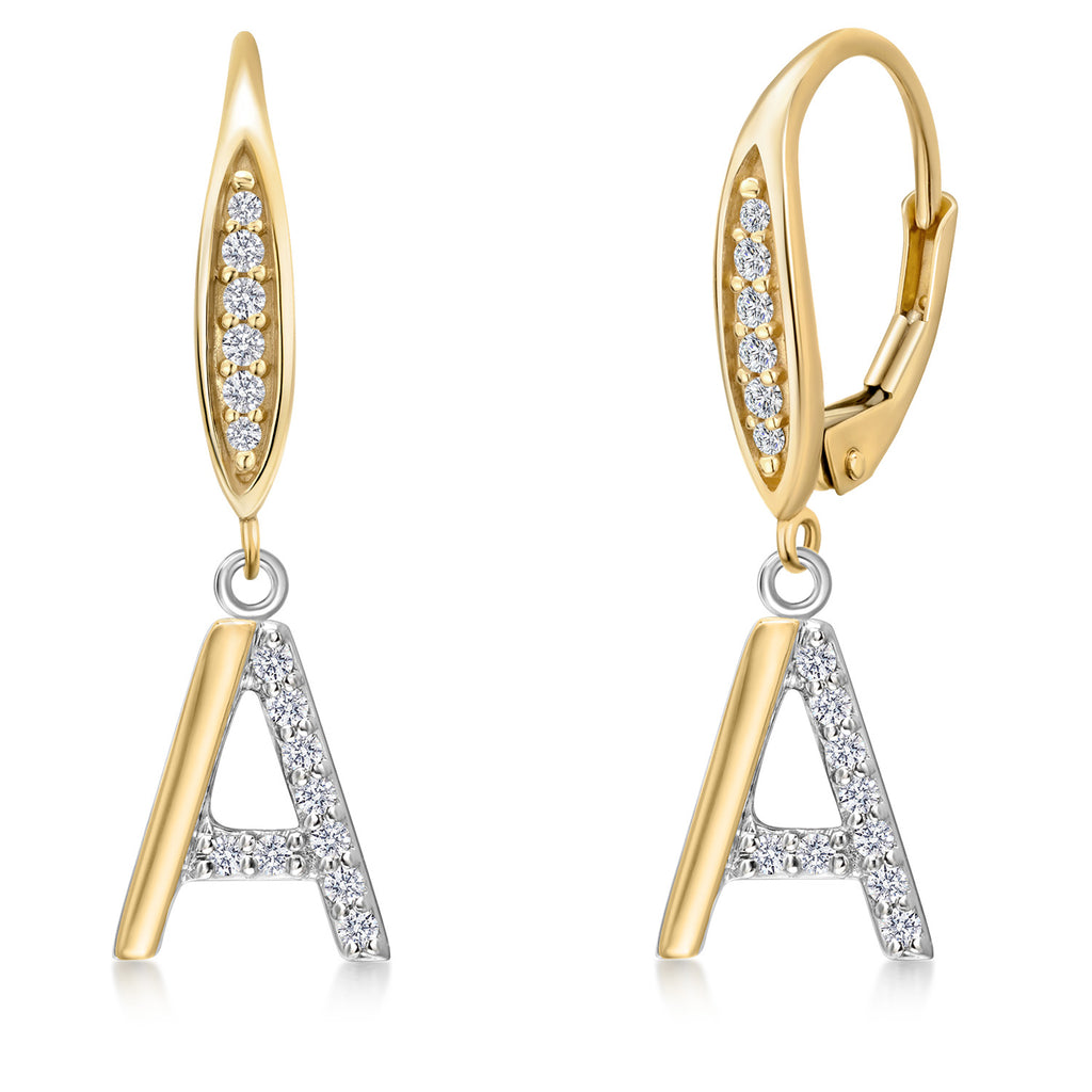 Initial A_Earrings in 925 Sterling Silver and 10K Yellow Gold