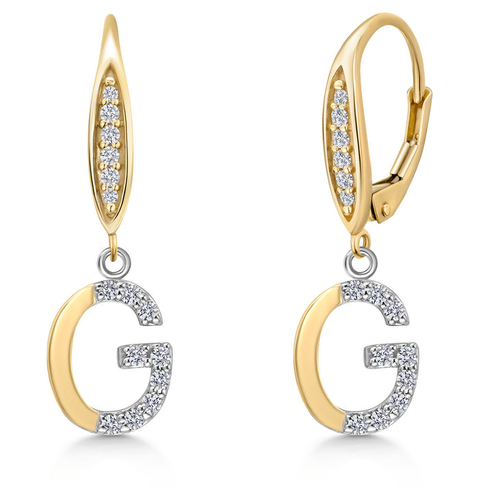 Initial G_Earrings in 925 Sterling Silver and 10K Yellow Gold