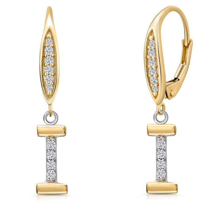 Initial I_Earrings in 925 Sterling Silver and 10K Yellow Gold