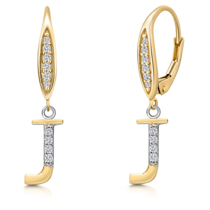 Initial J_Earrings in 925 Sterling Silver and 10K Yellow Gold