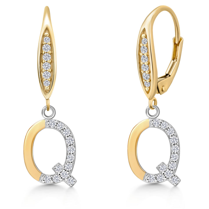 Initial Q_Earrings in 925 Sterling Silver and 10K Yellow Gold