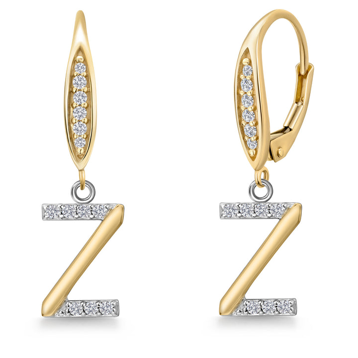 Initial Z_Earrings in 925 Sterling Silver and 10K Yellow Gold
