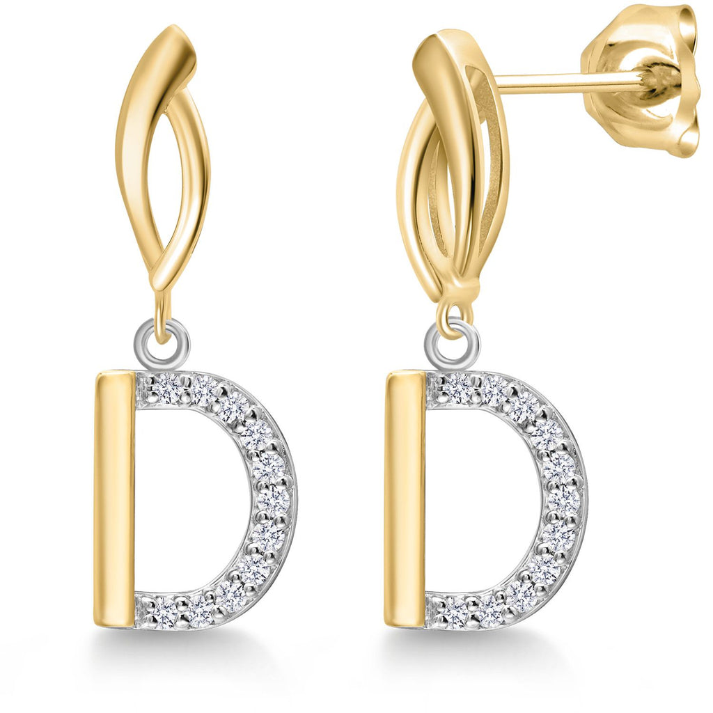 Initial D_Earrings in 925 Sterling Silver and 10K Yellow Gold